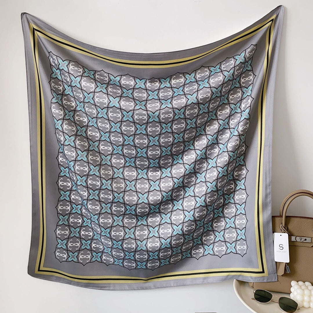 Women's silk scarf in elegant botanical design Bowlift