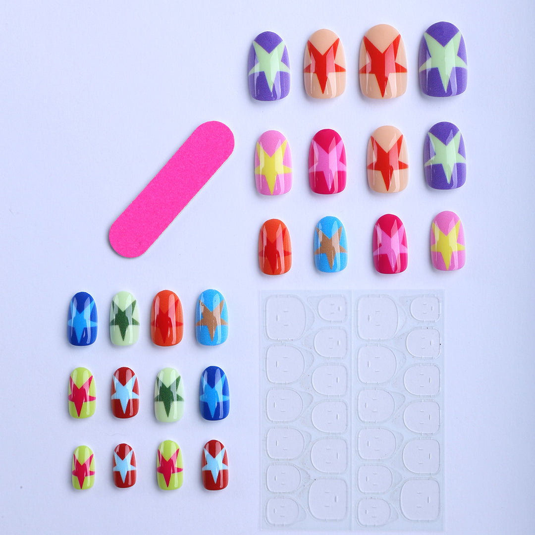 Artificial Nails with Modern Star Design Bowlift