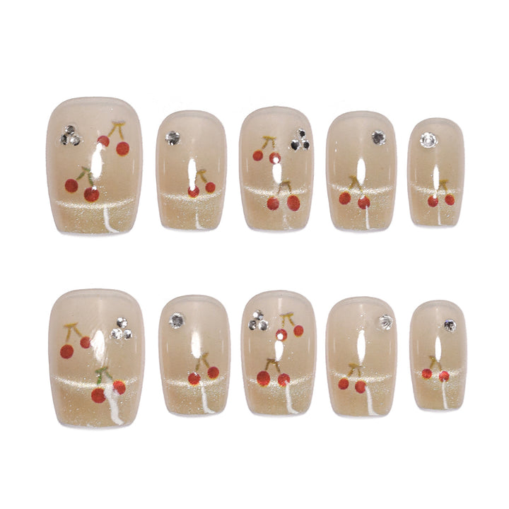 Artificial nails with cherry motif Bowlift
