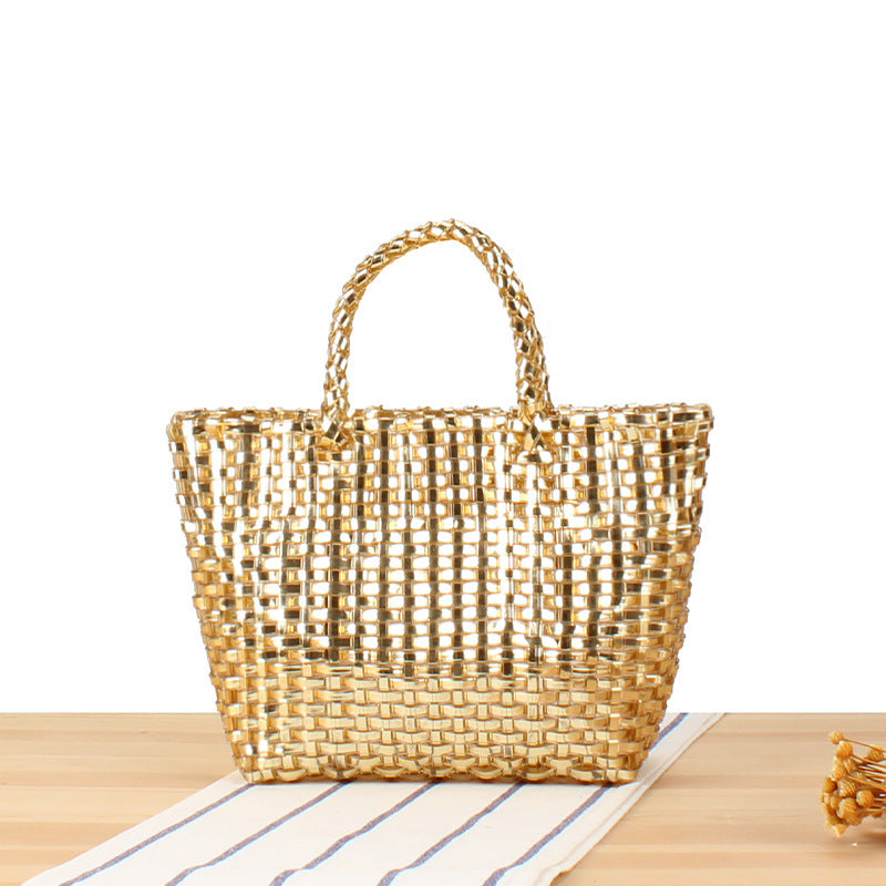 Handbag Made of Woven Natural Material with Elegant Accents Bowlift
