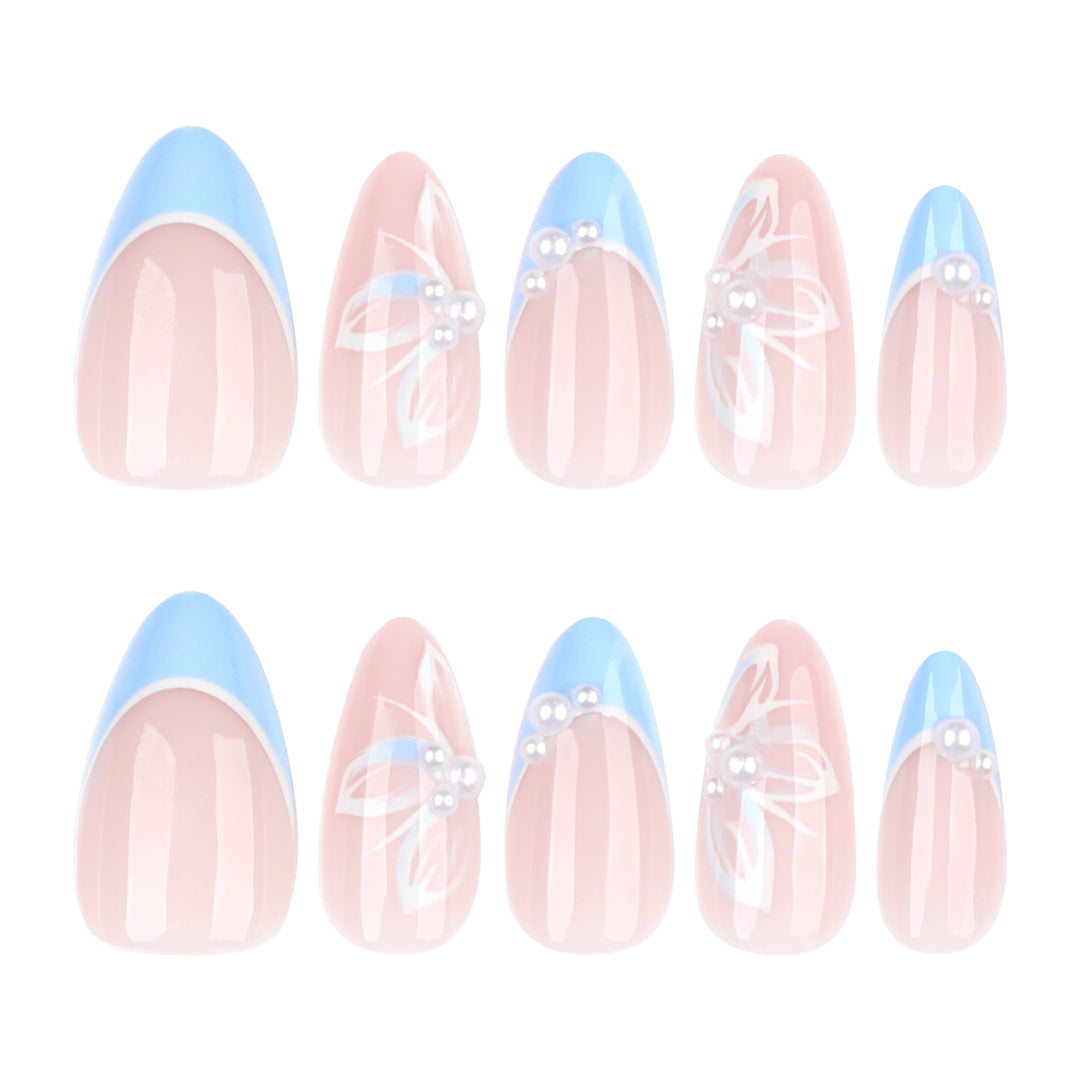 Elegant artificial nails with floral accents and glamorous design Bowlift