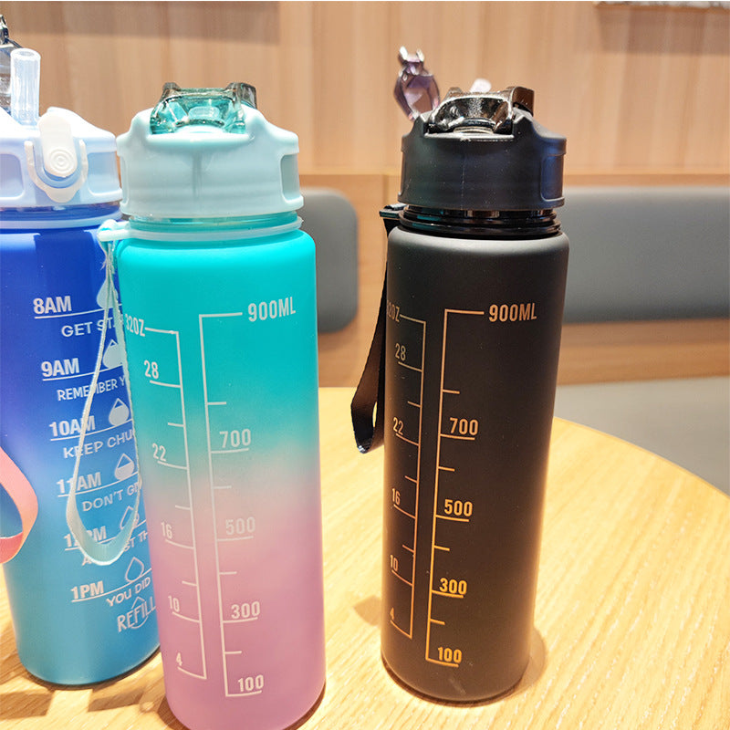 Women Motivating Water Bottle with Integrated Time Markers Bowlift