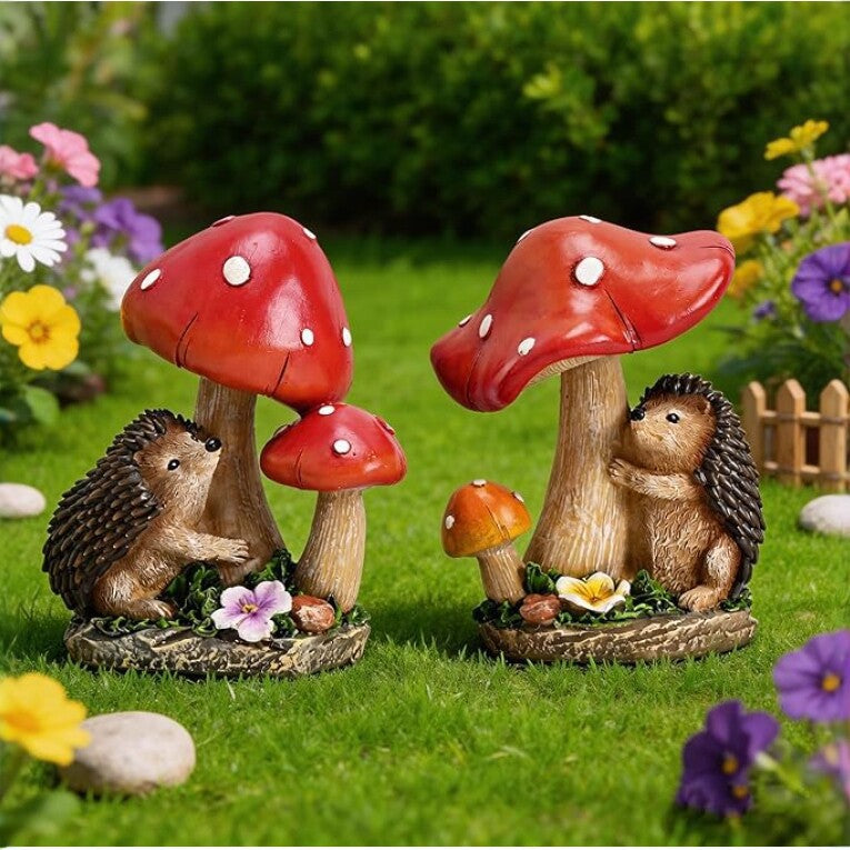 Cute decorative figure with hedgehog and fly agarics Bowlift
