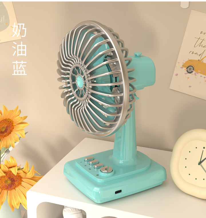 Women's portable table fan with adjustable tilt angle and powerful battery Bowlift
