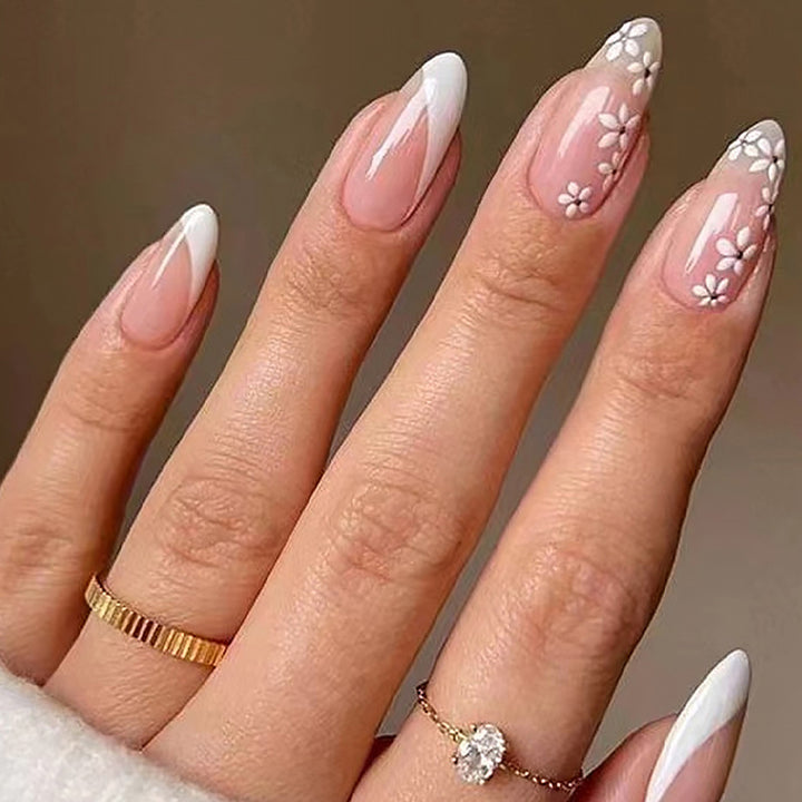 Artistic Nail Tips with Floral Accents Bowlift