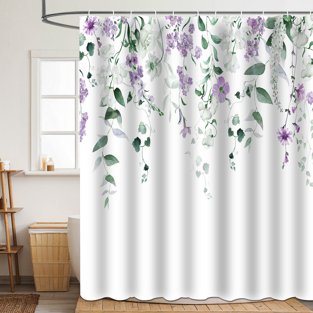 Floral Patterned Bathroom Shower Curtain Bowlift