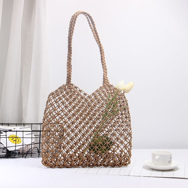 Structured Rattan Tote Bag Bowlift
