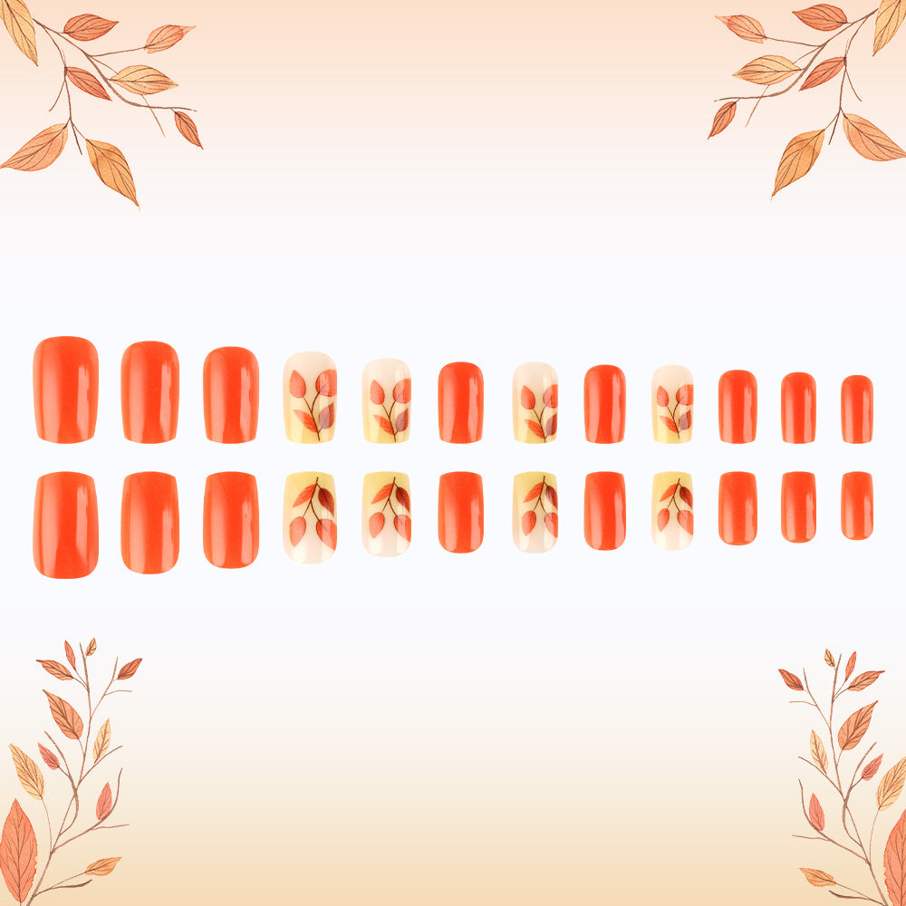 Autumn-Themed Press-On Nail Art Set Bowlift