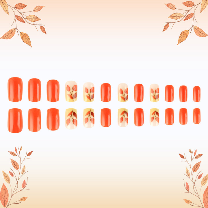 Autumn-Themed Press-On Nail Art Set Bowlift