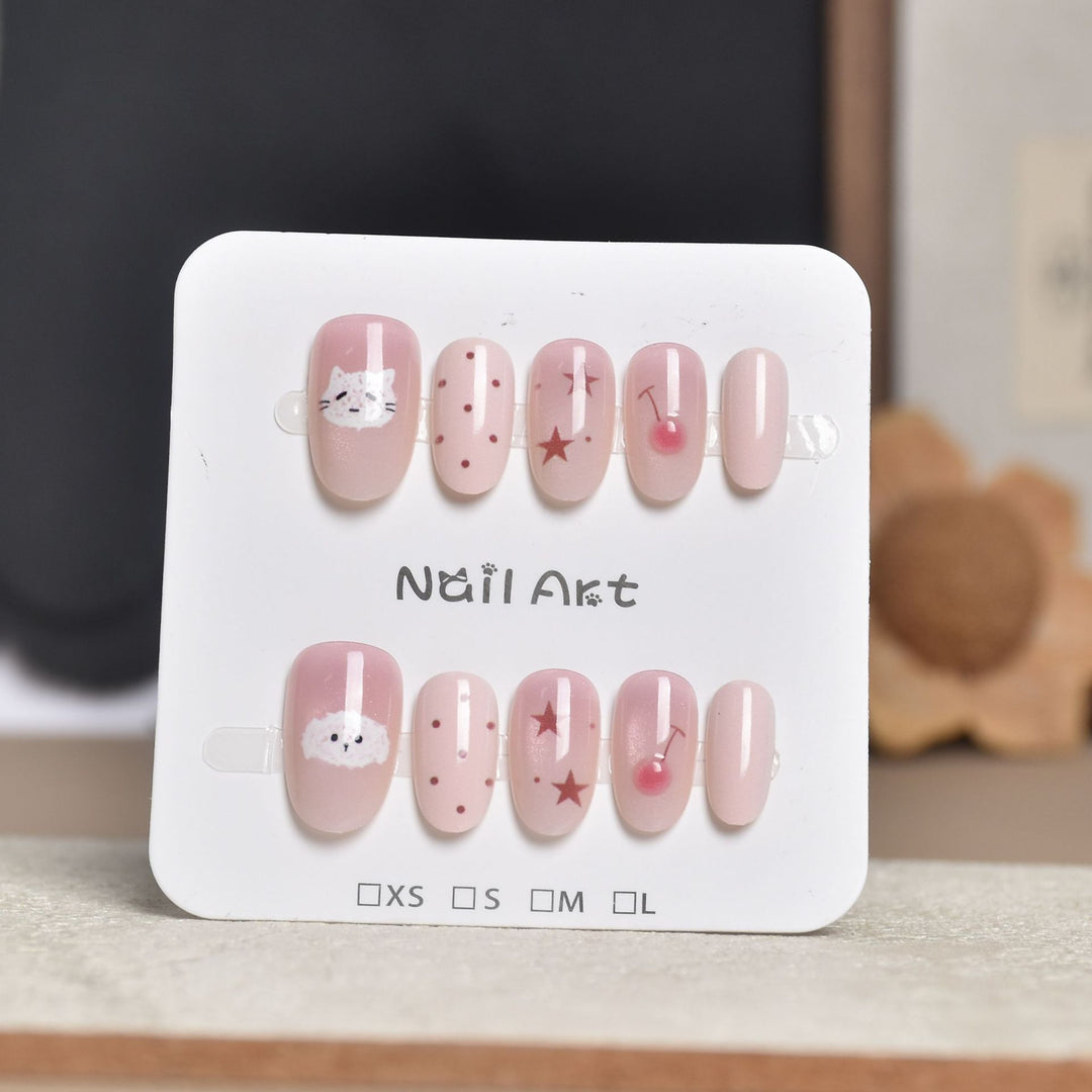 Decorative Press-On Nail Extensions with Floral Accents Bowlift