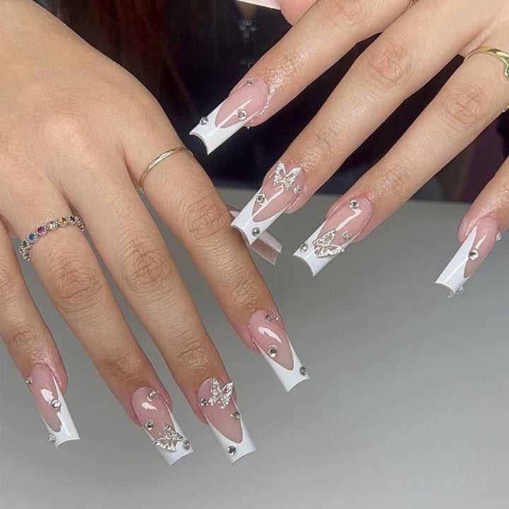 Elegant Stiletto Acrylic Nail Art Extensions Bowlift
