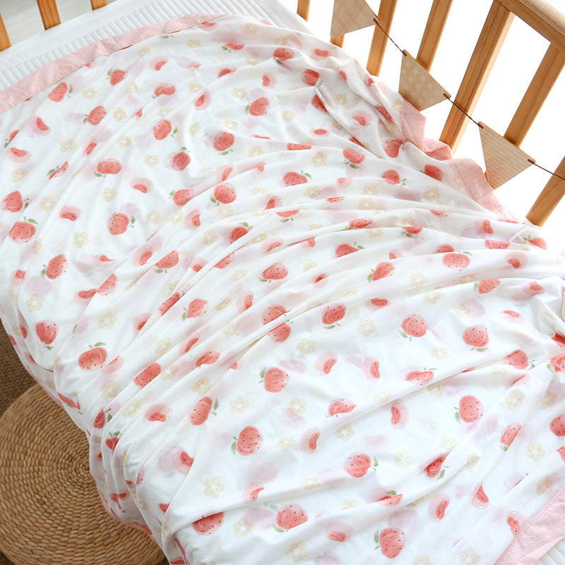Unisex Nan cozy baby blanket made of cotton muslin with breathable filling and satin edge Bowlift