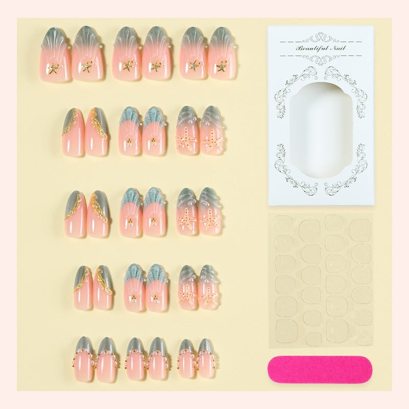 Artificial nail set with glamorous accents and delicate ombre effect Bowlift