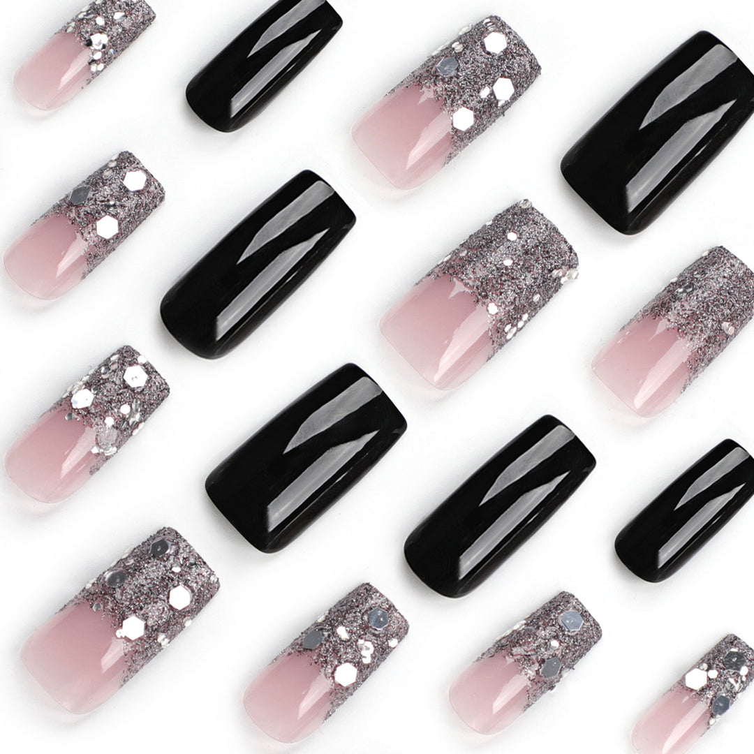 Artistic Acrylic Nails with Glitter Accents Bowlift