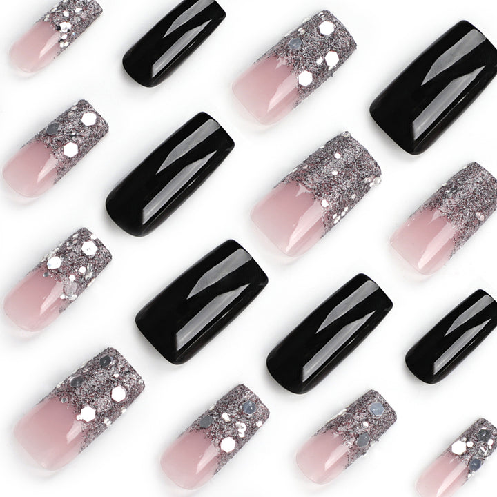 Artistic Acrylic Nails with Glitter Accents Bowlift