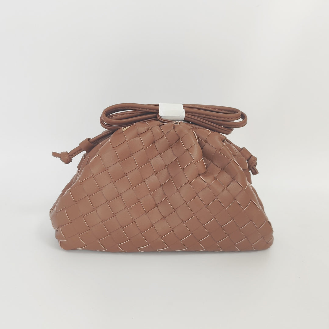 Elegant Woven Leather Bucket Bag Bowlift