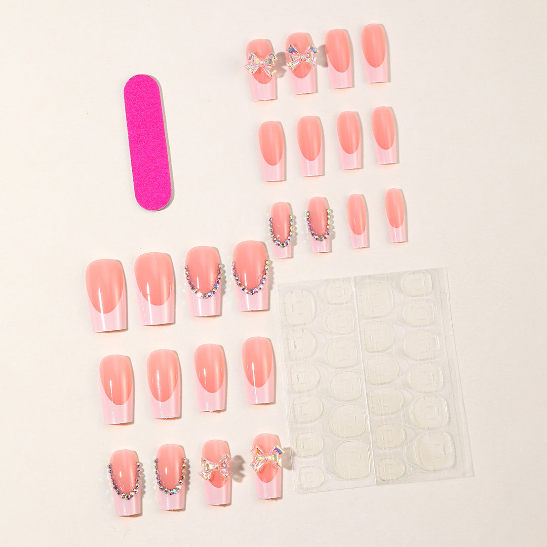 Elegant 3D French Tip Nail Extensions Bowlift