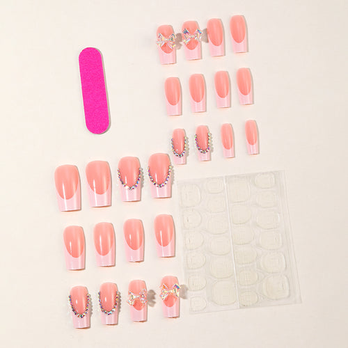 Elegant 3D French Tip Nail Extensions Bowlift