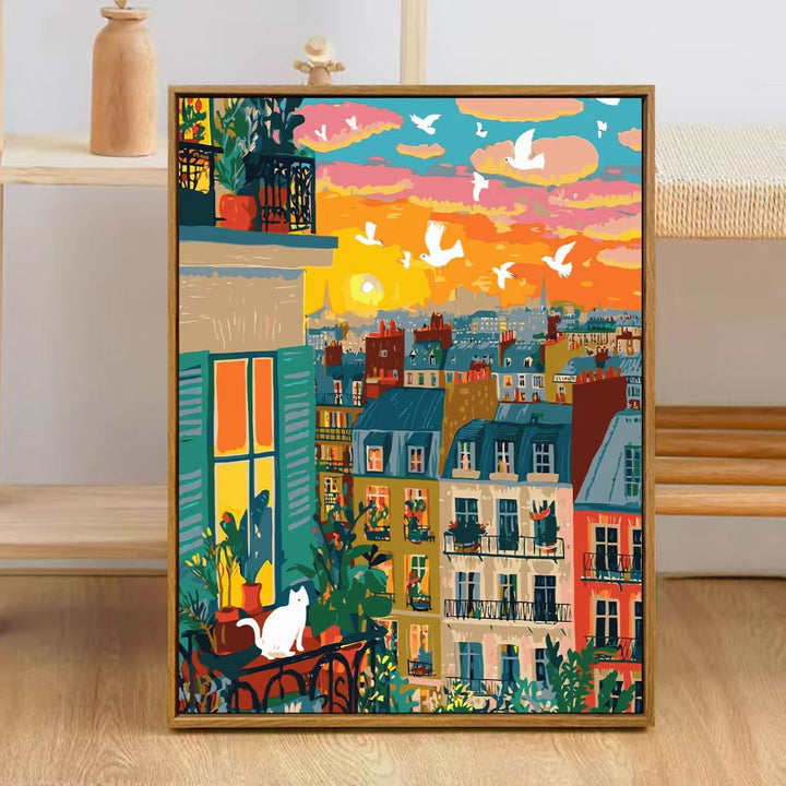 Colorful City Skyline Art Print Bowlift