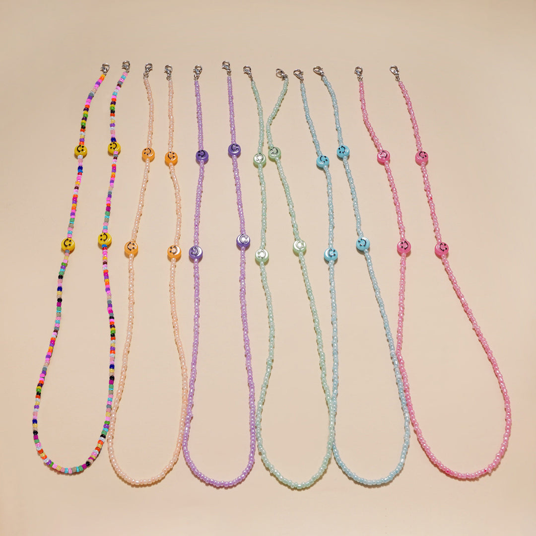Decorative Smile Beaded Eyewear Chain Bowlift