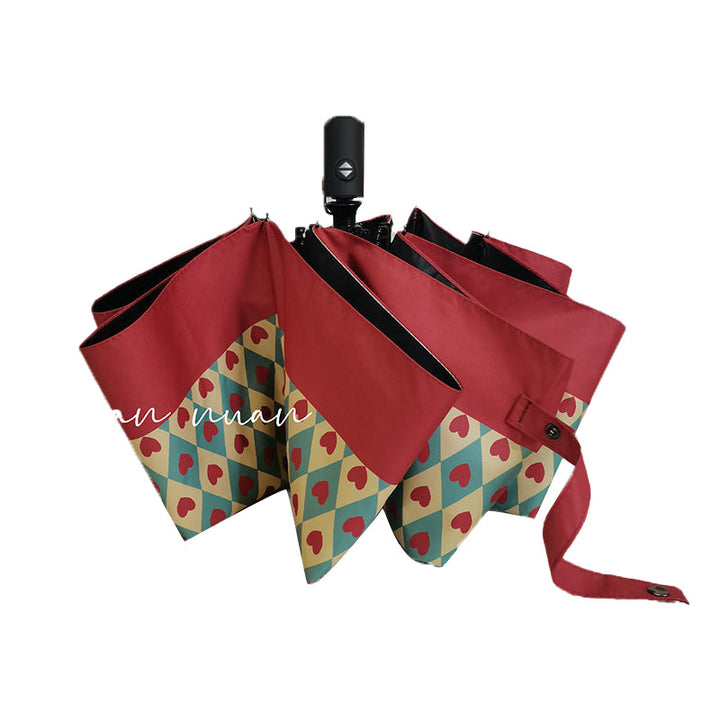 Women Automatic Folding Umbrella with Colorful Bowlift Design