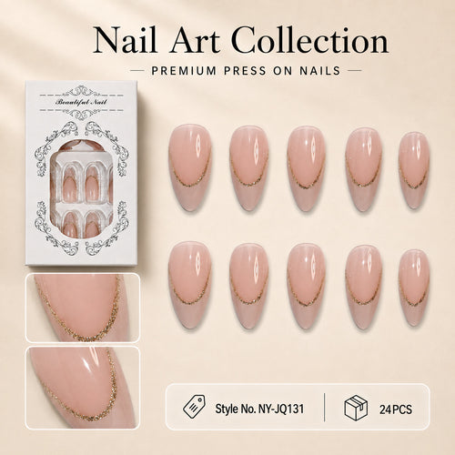Elegant Artificial Nails with Gold Accents Bowlift
