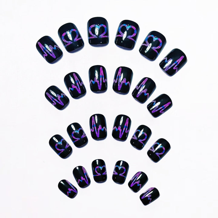 Heartbeat-Themed Nail Art Bowlift