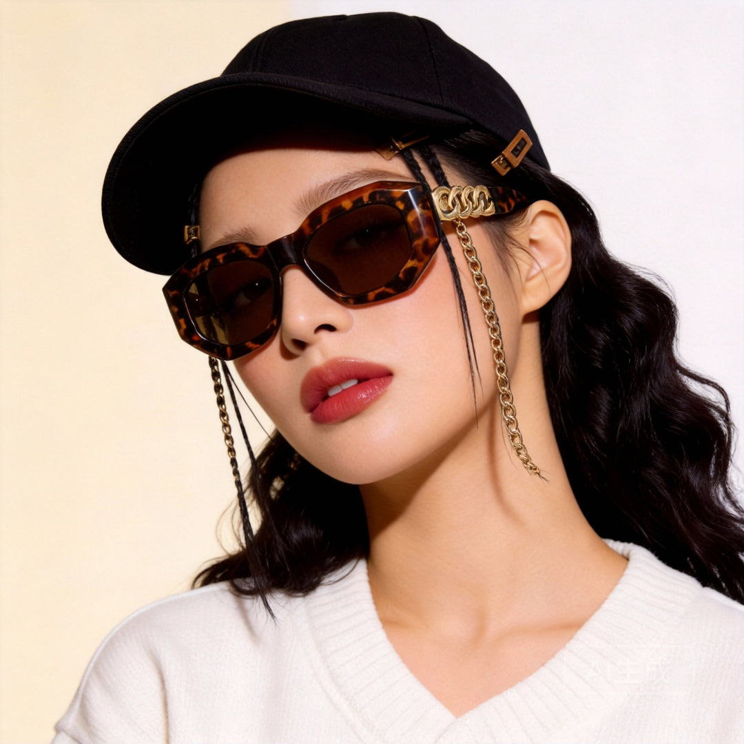 Ladies fashionable sunglasses with luxurious chain frame Bowlift