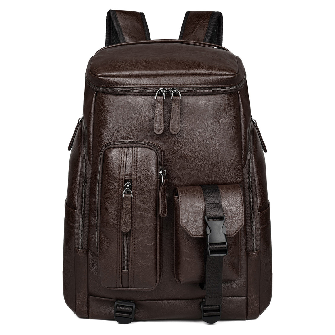 Stylish Multi-Pocket Faux Leather Laptop Backpack