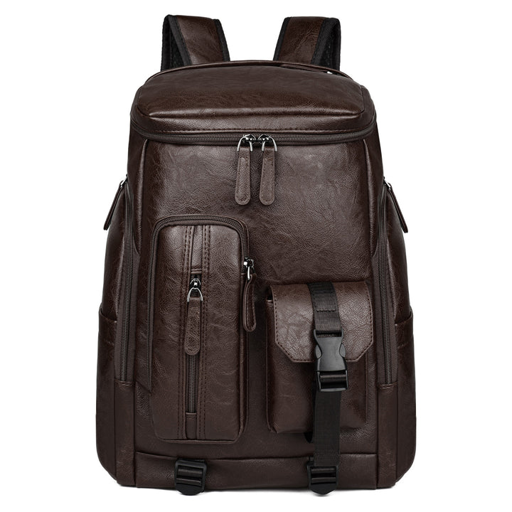 Stylish Multi-Pocket Faux Leather Laptop Backpack