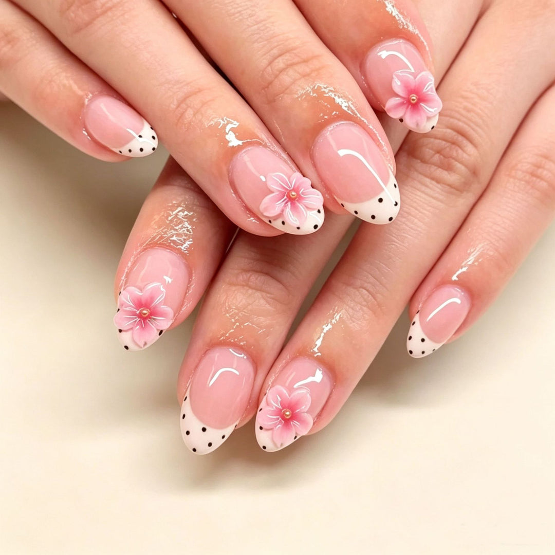 Floral Detailing Press-On Nail Art Bowlift