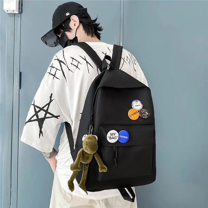 Backpack with Creative Badge Design Bowlift