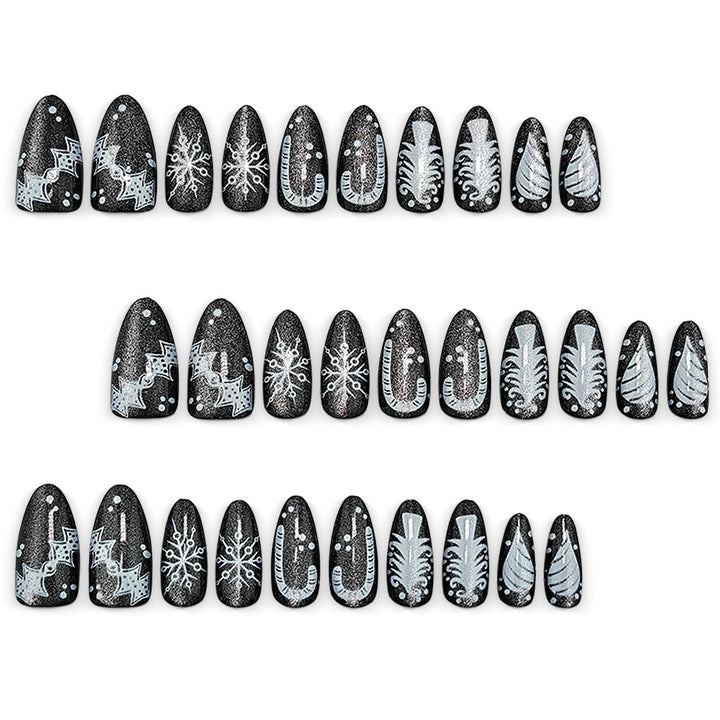 Creative Nail Art in Glamorous Black-White Design Bowlift