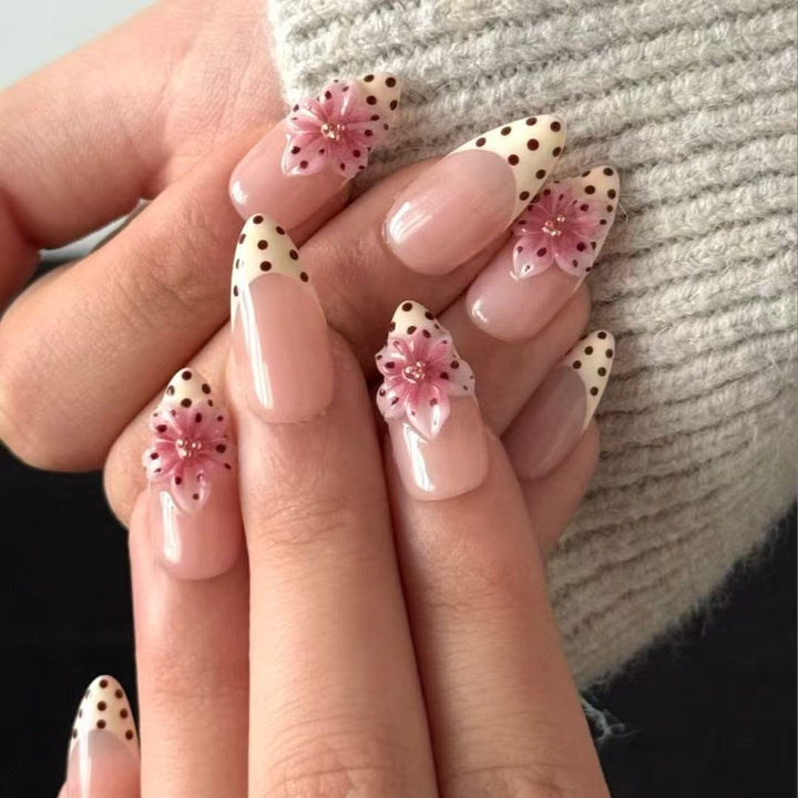 Artistic Floral Design Press-On Nails Set Bowlift