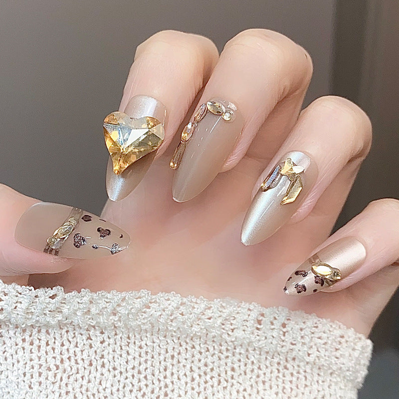 Glamorous Press-On Nail Set with Decorative Gemstone Accents Bowlift