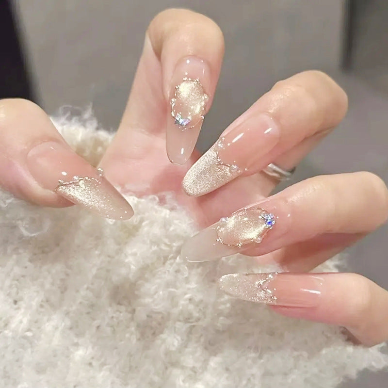 Art nail set with elegant gold glitter design Bowlift