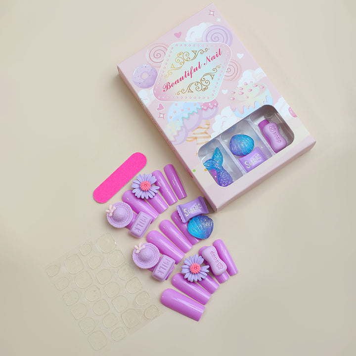 Decorative Nail Art Kit with Floral and Gem Accents Bowlift