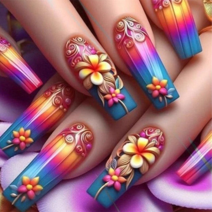 Artificial nails in stylish floral design Bowlift