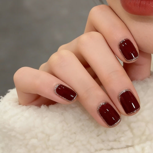 Deluxe Rhinestone-Edged Press-On Nail Set Bowlift