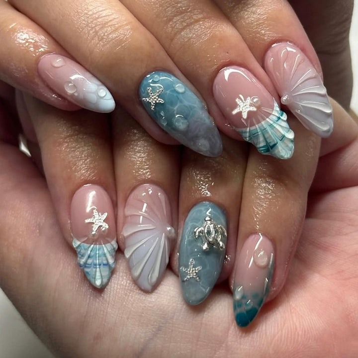Ocean-Inspired Nail Art Design Set Bowlift