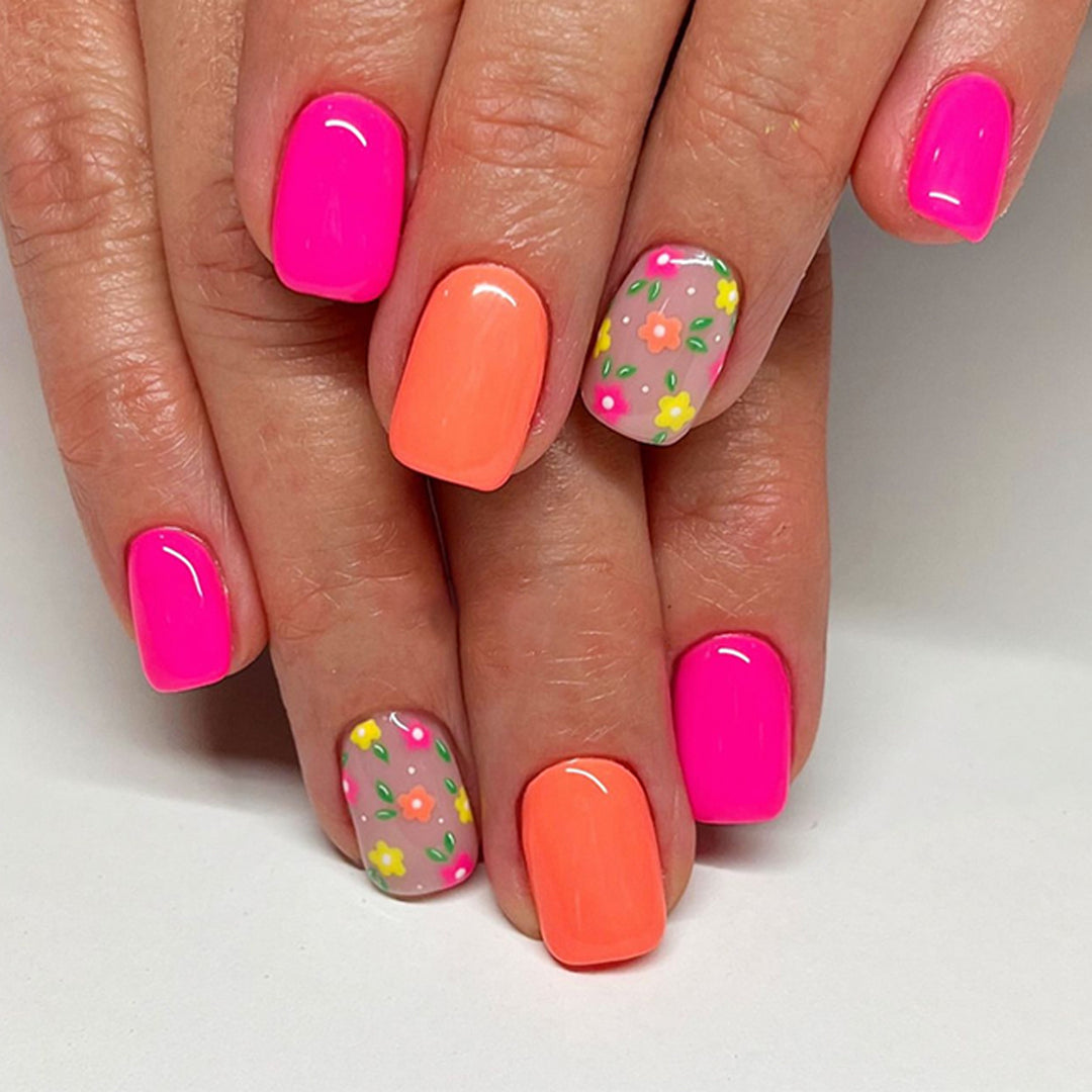 Artful Nail Art with Lively Floral Accents Bowlift