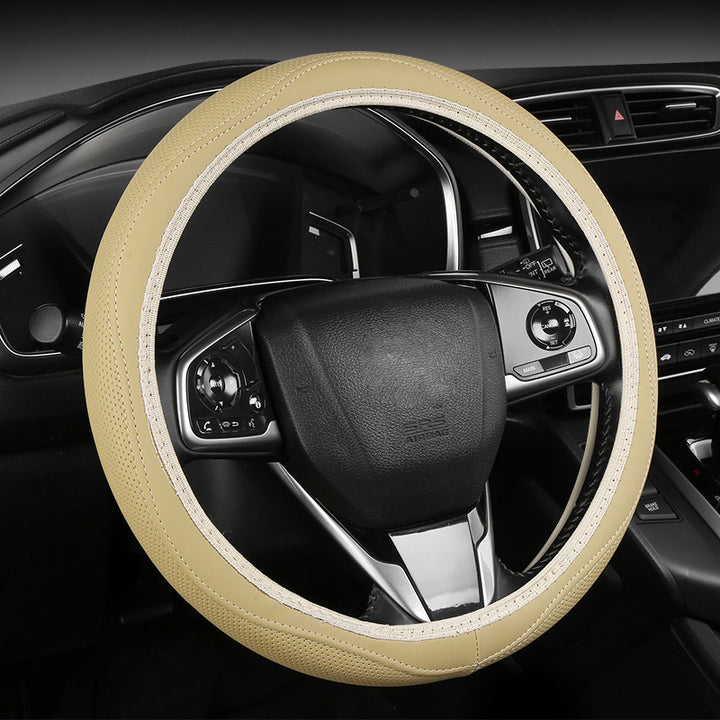 Premium Perforated Leather Steering Wheel Cover with Anti-Slip Cushion Bowlift