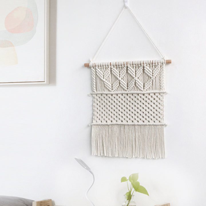 Handwoven macrame wall hanging in boho style