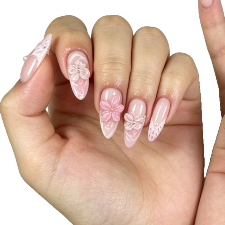 Floral Artistic Press-On Nails Set Bowlift