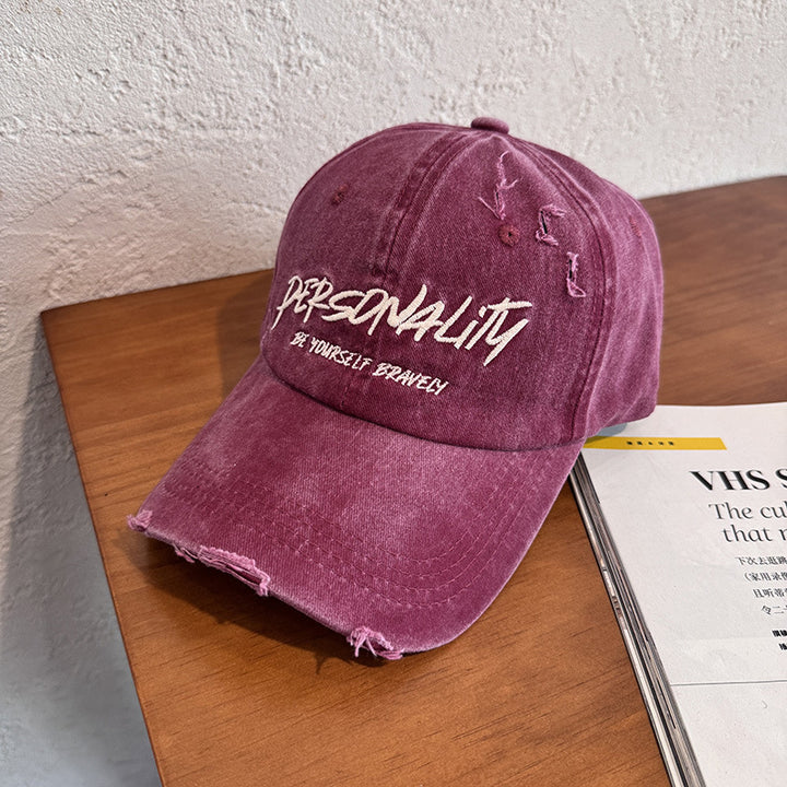 Women's Distressed Denim Adjustable Cap Bowlift