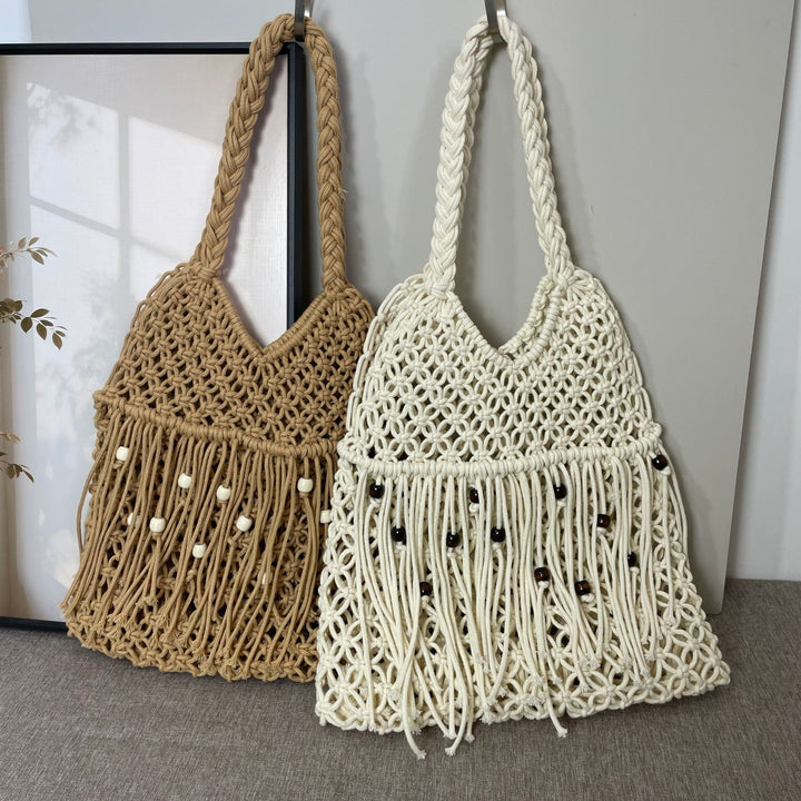 Macrame Crossbody Bag with Tassels Bowlift