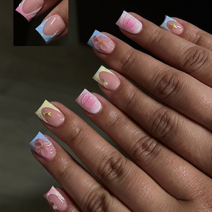 Artistic French Style Press-On Nails Bowlift