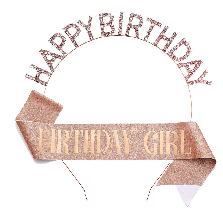 Ladies Glitter Headband with "Happy Birthday" Inscription Bowlift
