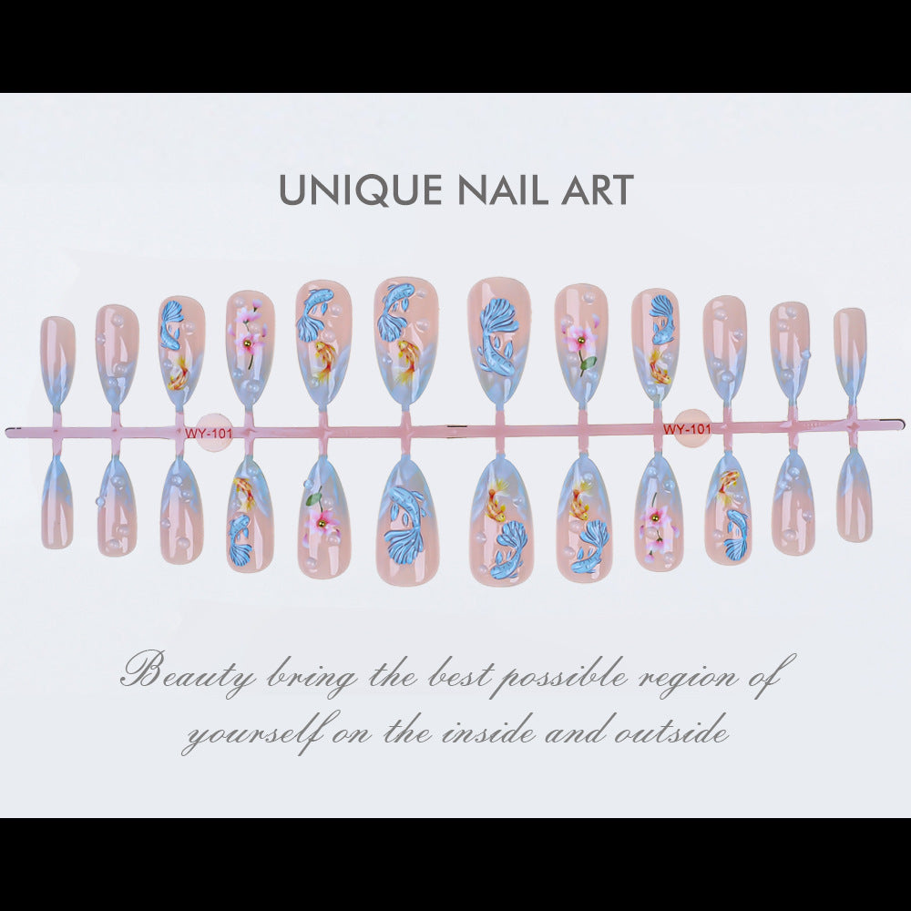 Artistic Floral-Design Press-On Nail Set Bowlift