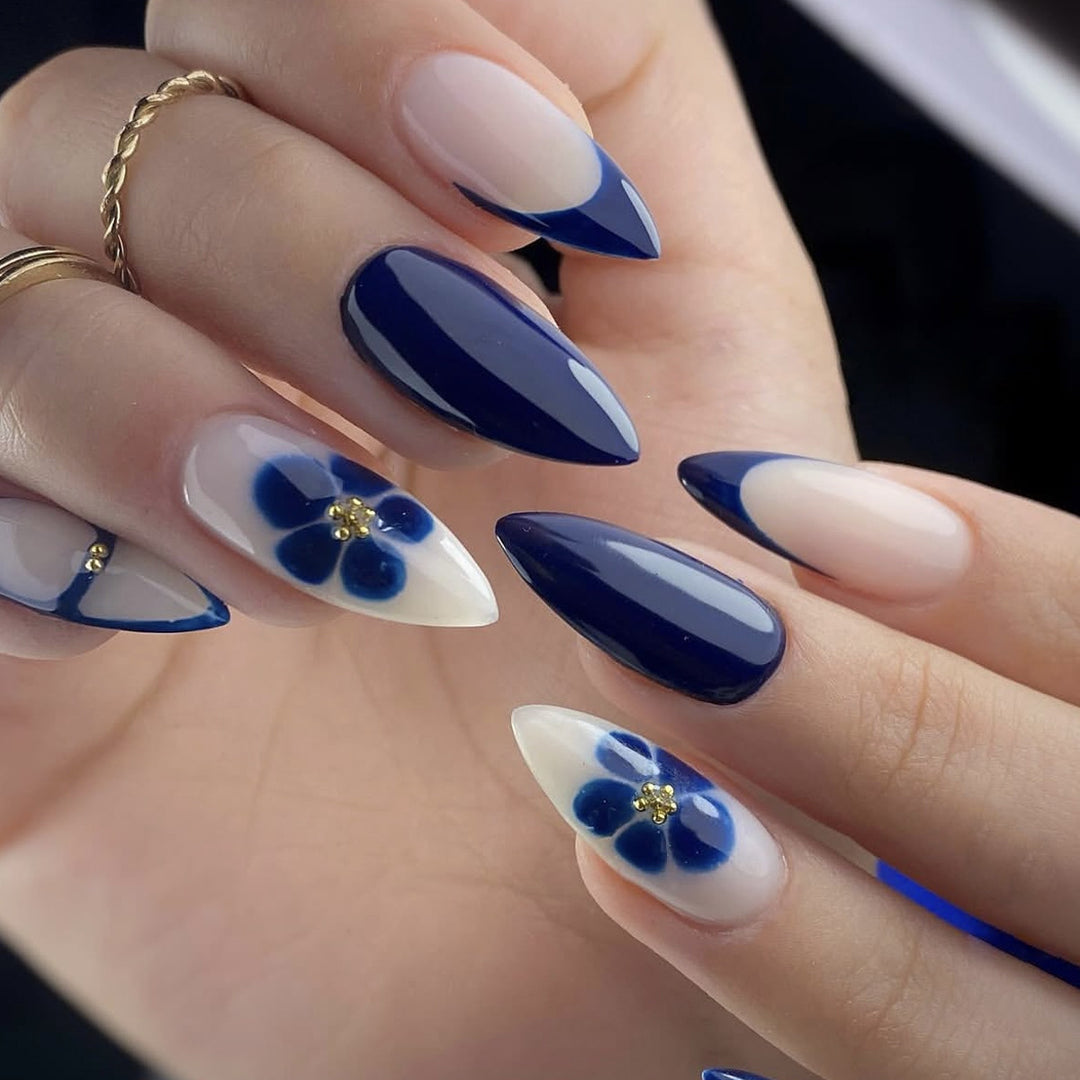 Decorative Floral Accent Stiletto Nail Art Extensions Bowlift